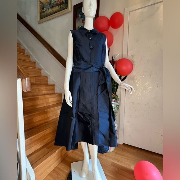 New Teri Jon Rickie Freeman x BHLDN Gazar Belted Shirt Dress - Picture 3 of 5